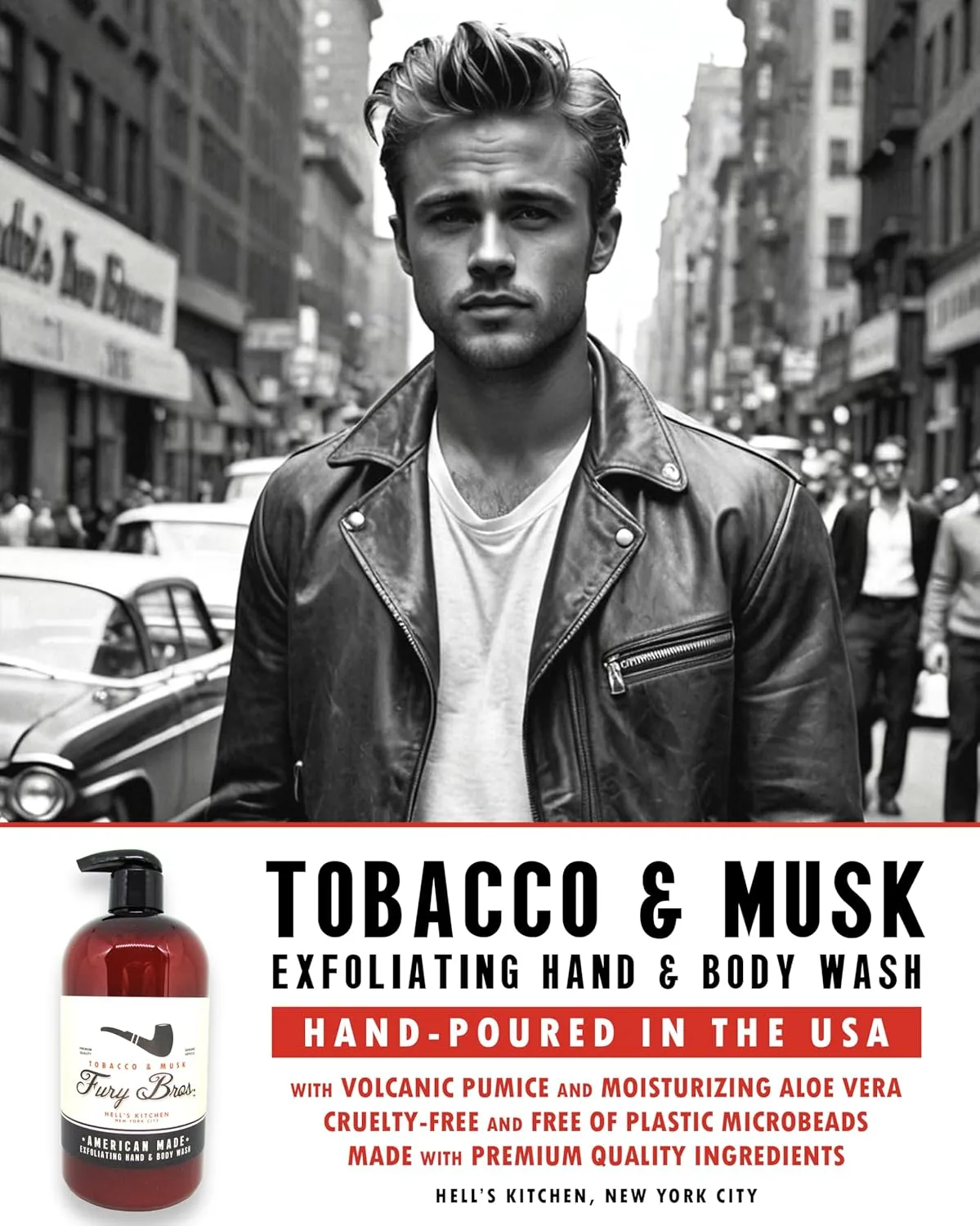 Black Series Hand & Body Wash | Tobacco & Musk | Natural Ingredients | Exfoliating Volcanic Pumice | Moisturizing Aloe Vera | Made in USA | Cruelty-Free | Microbead Free | 16 oz