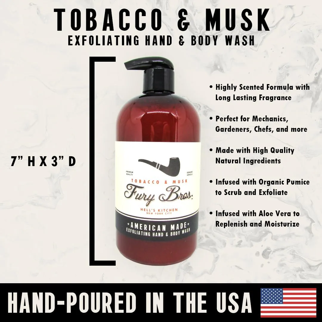 Black Series Hand & Body Wash | Tobacco & Musk | Natural Ingredients | Exfoliating Volcanic Pumice | Moisturizing Aloe Vera | Made in USA | Cruelty-Free | Microbead Free | 16 oz