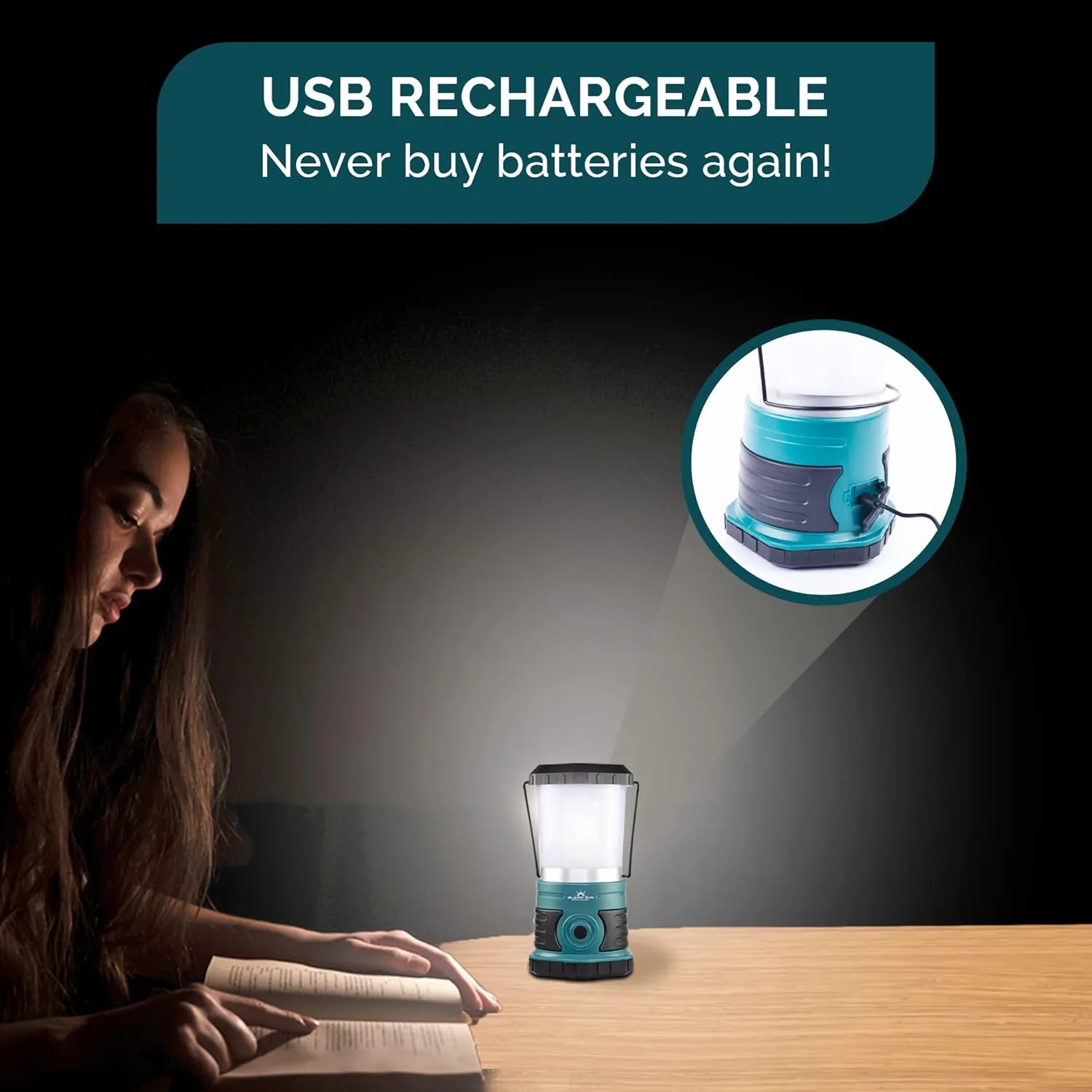 Blazin' Sun Rechargeable LED Lantern 1500 Lumen | Portable Camping Lantern | Hurricane, Emergency, Storm, Power Outage Light | 4 Modes | Runs Up to 25 Hours