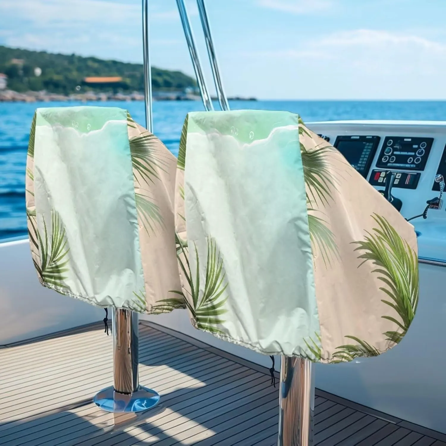 Boat Folding Seat Cover(2 Pack),Explore Land Boat Captain Chair Cover Weather Resistant Outdoor Durable Fishing Chair Cover Protection for Chair Beach Starfish Design