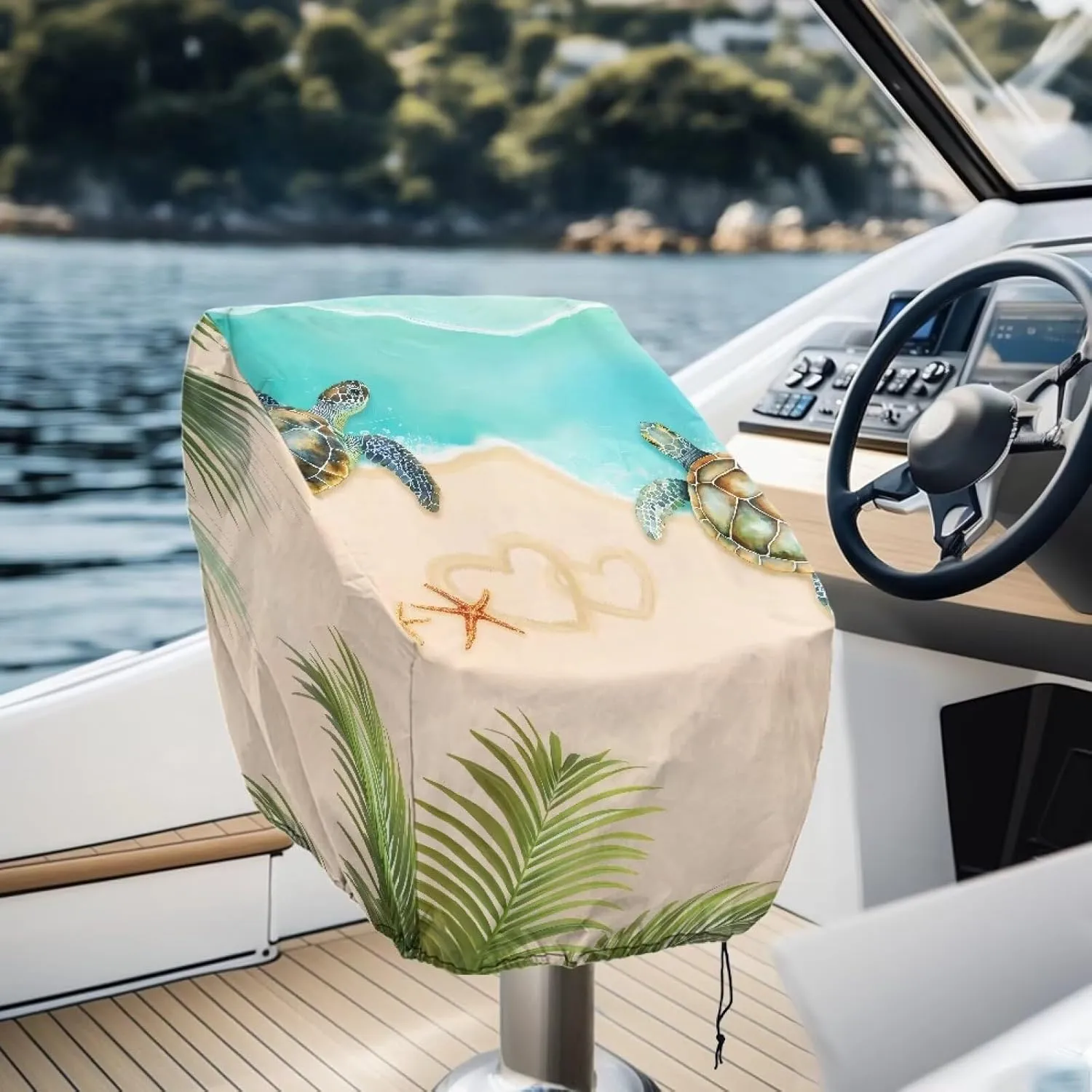 Boat Folding Seat Cover(2 Pack),Explore Land Boat Captain Chair Cover Weather Resistant Outdoor Durable Fishing Chair Cover Protection for Chair Beach Starfish Design