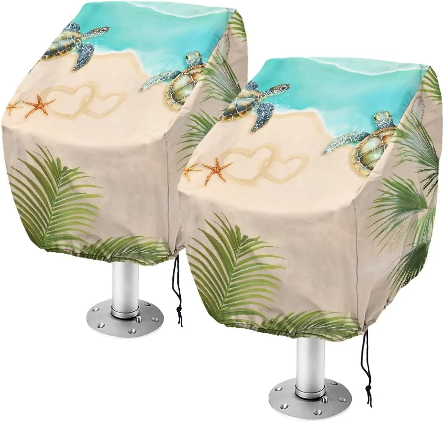 Boat Folding Seat Cover(2 Pack),Explore Land Boat Captain Chair Cover Weather Resistant Outdoor Durable Fishing Chair Cover Protection for Chair Beach Starfish Design