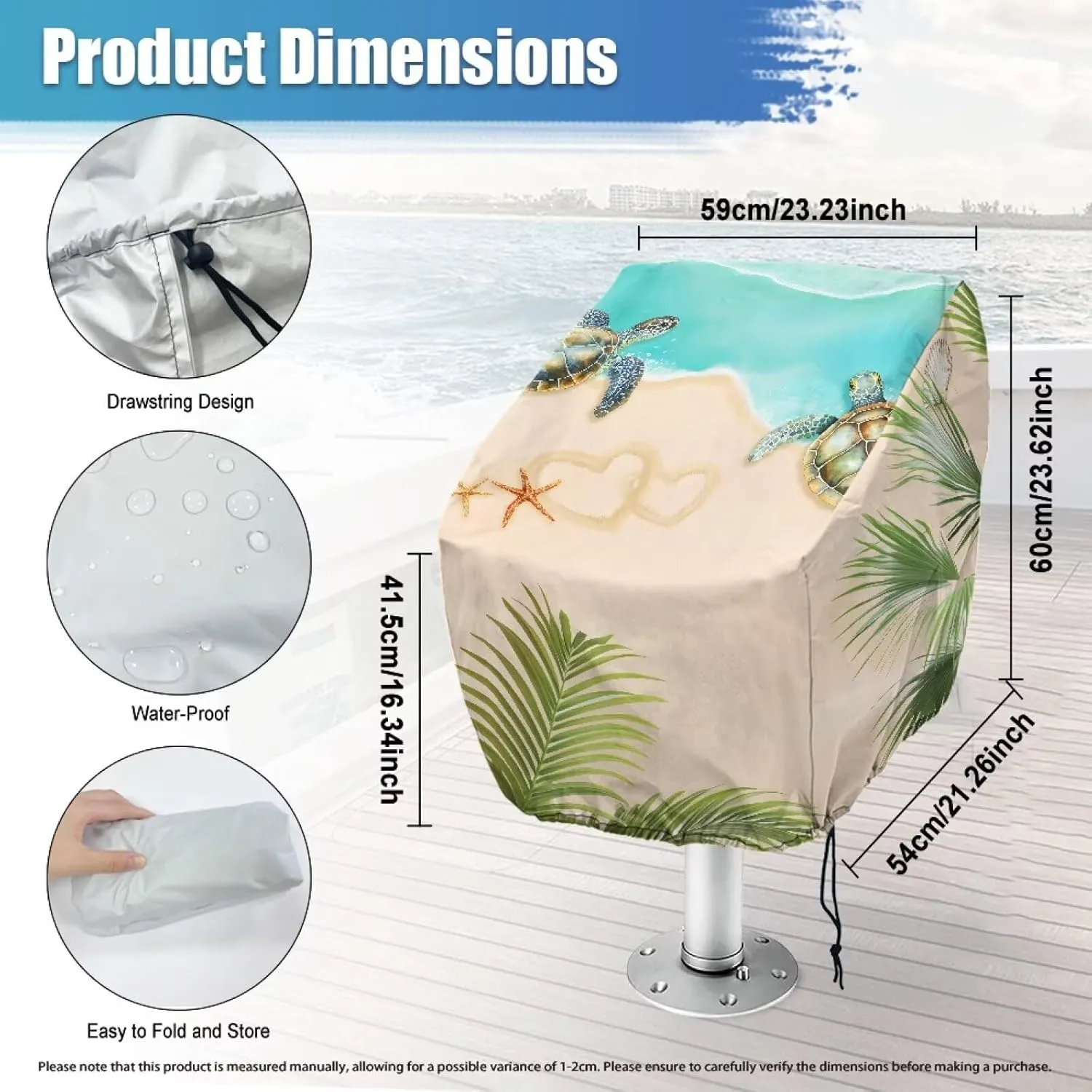 Boat Folding Seat Cover(2 Pack),Explore Land Boat Captain Chair Cover Weather Resistant Outdoor Durable Fishing Chair Cover Protection for Chair Beach Starfish Design