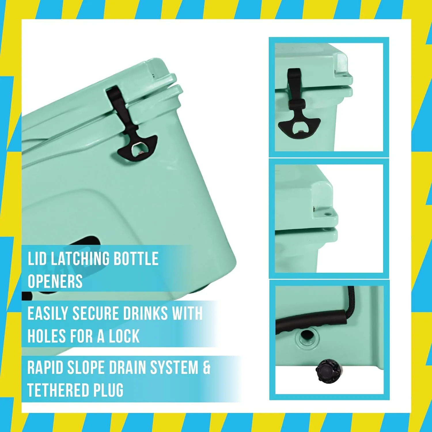 BOB THE COOLER CO 50 Qt Hard Cooler, Portable Rotomolded Travel Cooler, Leak-Proof, Great for Beach, Camping, Tailgating, Sports, & More