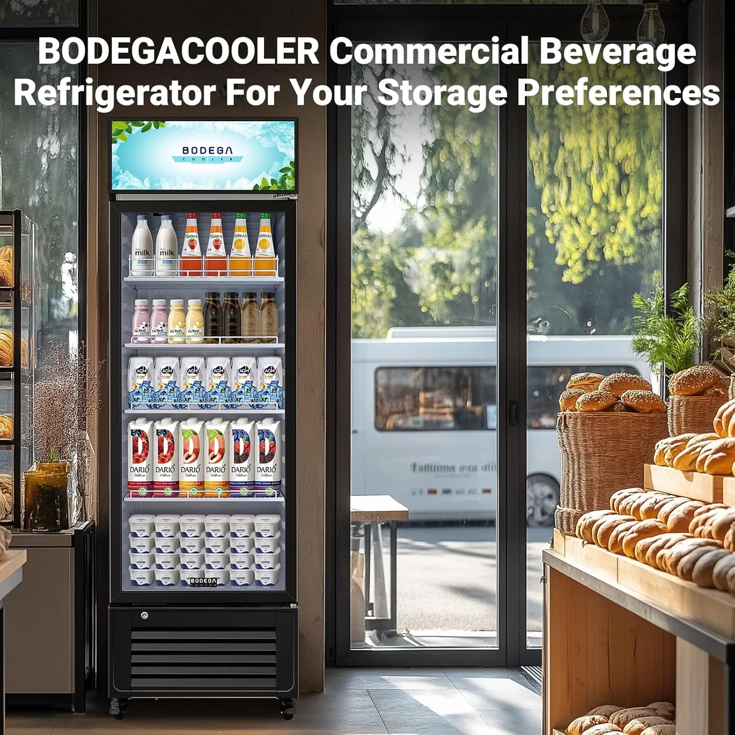 BODEGACOOLER Commercial Beverage Refrigerator and Cooler, Commercial Merchandiser Refrigerator with Soft LED Light, Adjustable Shelves, Display Fridge with 420 cans & 120 bottles,12.5 Cu.Ft.