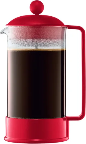 Bodum 34 oz Brazil French Press Coffee Maker, High-Heat Borosilicate Glass, Red - Made in Portugal