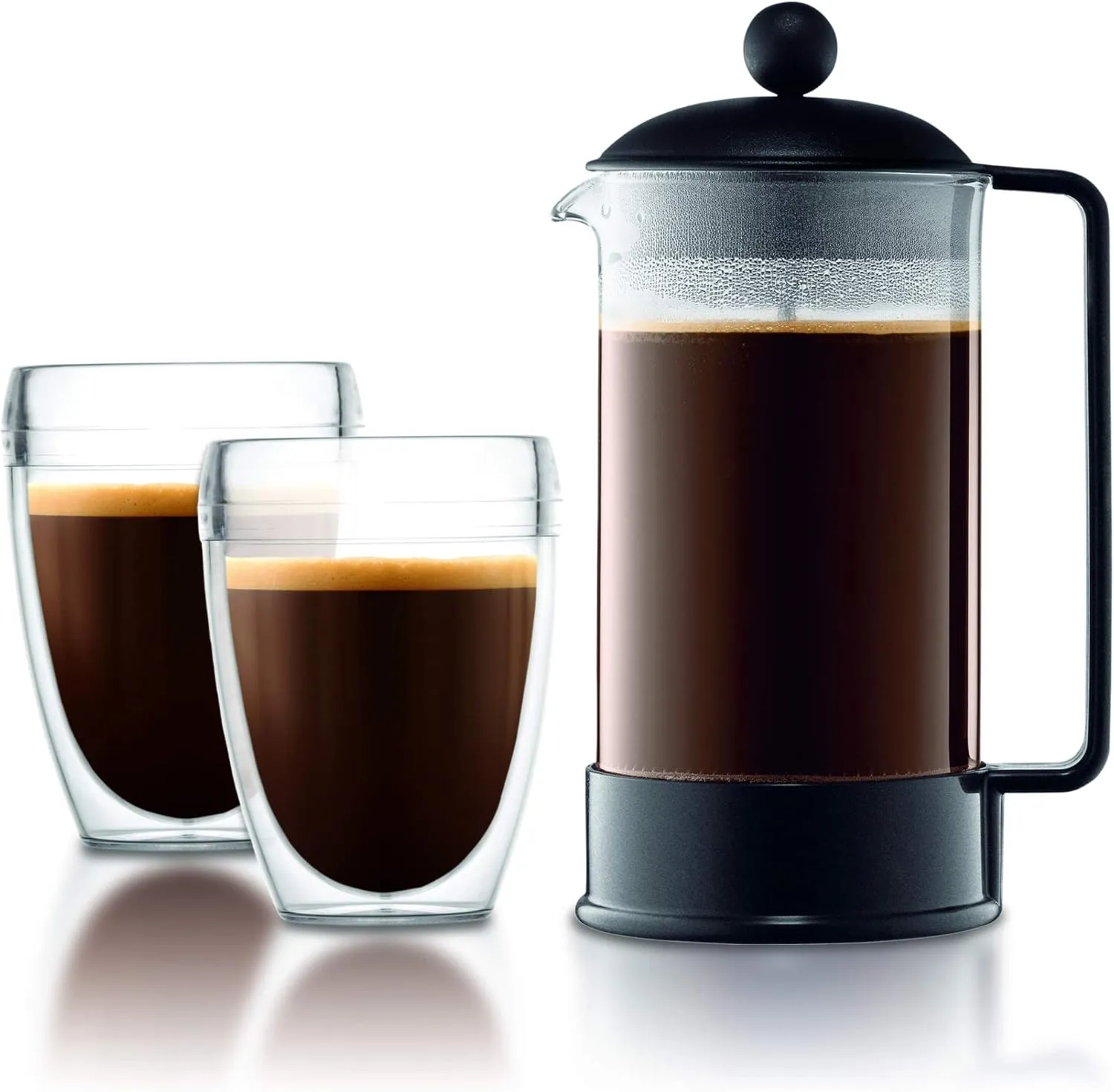 Bodum 34 oz Brazil French Press Coffee Maker, High-Heat Borosilicate Glass, Red - Made in Portugal