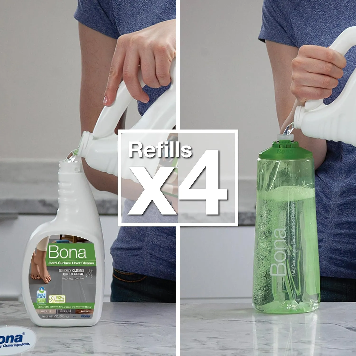 Bona Multi-Surface Floor Cleaner Refill - 128 fl oz - Unscented - Refill for Bona Spray Mops and Spray Bottles - Residue-Free Floor Cleaning Solution for Stone, Tile, Laminate, and Vinyl Floors