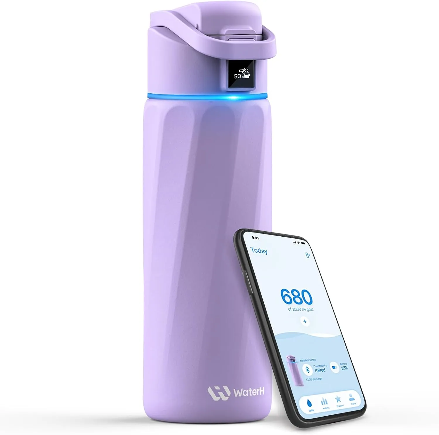 Boost Smart Water Bottle with Reminder to Drink Water, 24oz BPA-Free Stainless Steel Vacuum Insulated Water Bottle, Wide Mouth Water Tracker Bottle with APP, Ideal for Gift