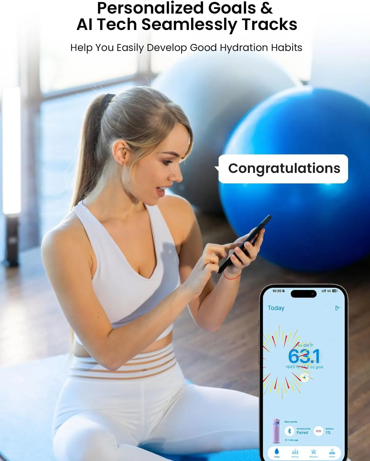 Boost Smart Water Bottle with Reminder to Drink Water, 24oz BPA-Free Stainless Steel Vacuum Insulated Water Bottle, Wide Mouth Water Tracker Bottle with APP, Ideal for Gift