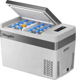 BougeRV 12 Volt Refrigerator 12V Car Fridge 30 Quart Portable Freezer Compressor Cooler -8℉~50℉ Compressor Freezer, 12/24V DC 110~240 Volt AC, for Truck RV SUV