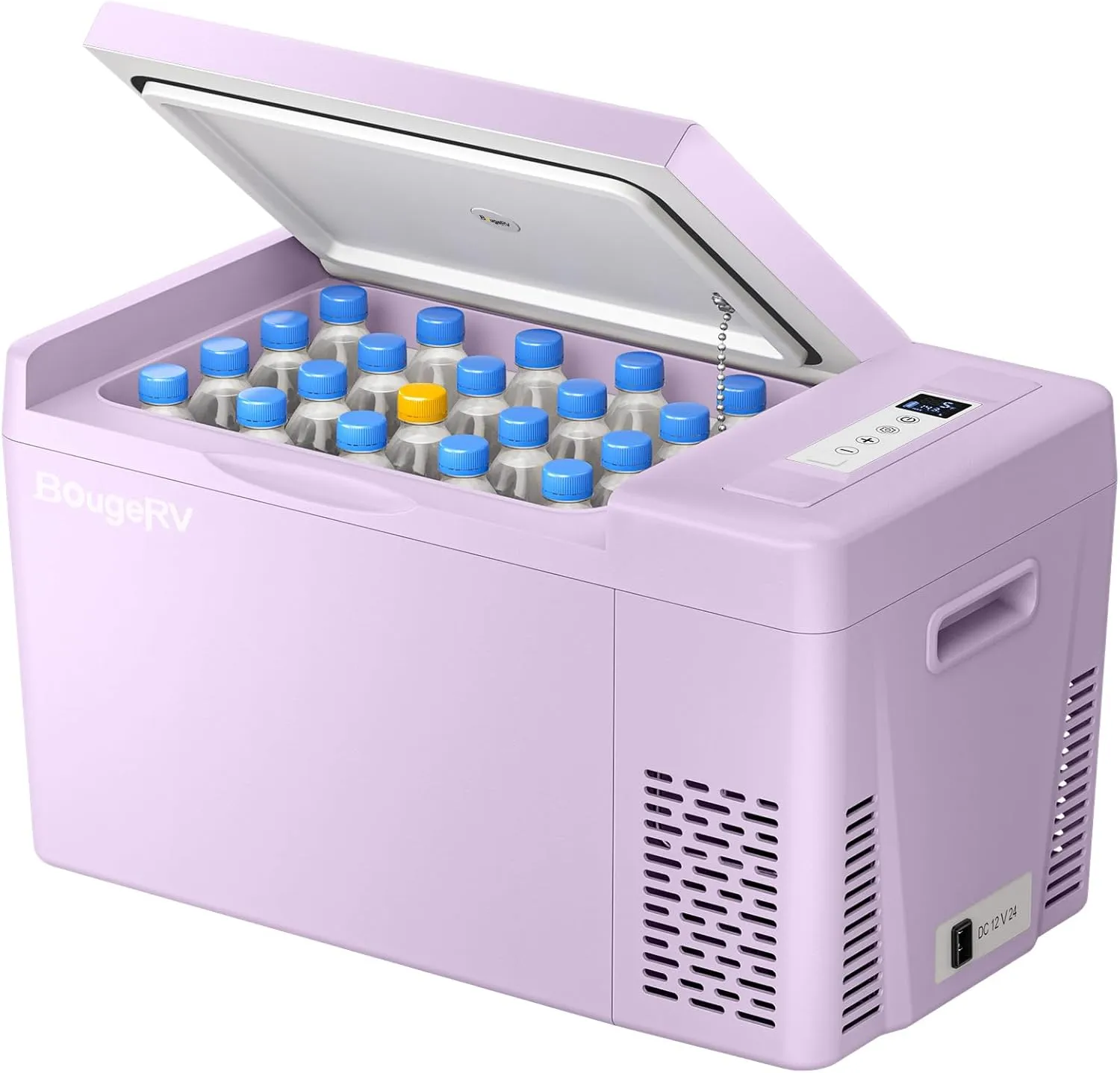 BougeRV Purple 23Quart Portable Refrigerator, 12 Volt Fridge 22L, Portable Freezer Compressor Cooler 12/24V DC 110~240 Volt AC for Truck Van RV Camper -7℉~50℉