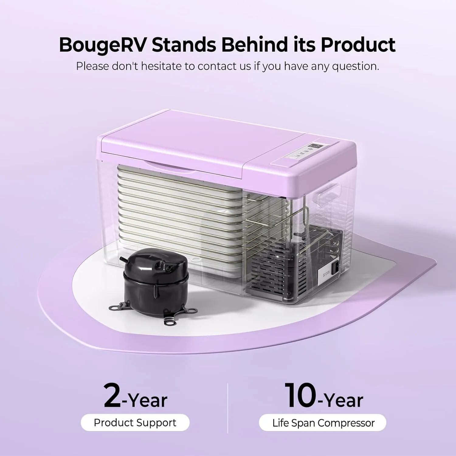 BougeRV Purple 23Quart Portable Refrigerator, 12 Volt Fridge 22L, Portable Freezer Compressor Cooler 12/24V DC 110~240 Volt AC for Truck Van RV Camper -7℉~50℉