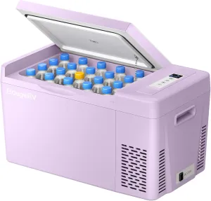 BougeRV Purple 23Quart Portable Refrigerator, 12 Volt Fridge 22L, Portable Freezer Compressor Cooler 12/24V DC 110~240 Volt AC for Truck Van RV Camper -7℉~50℉