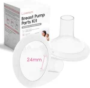 Breast Pump Parts for Medela, 24MM Oval Soft Flanges w/ 106 Degree Wider Opening Angle for Medela Symphony Pump, PersonalFit, Freestyle, Maxflow, Freestyle Flex Swing Maxi Connector（2 Packs ）