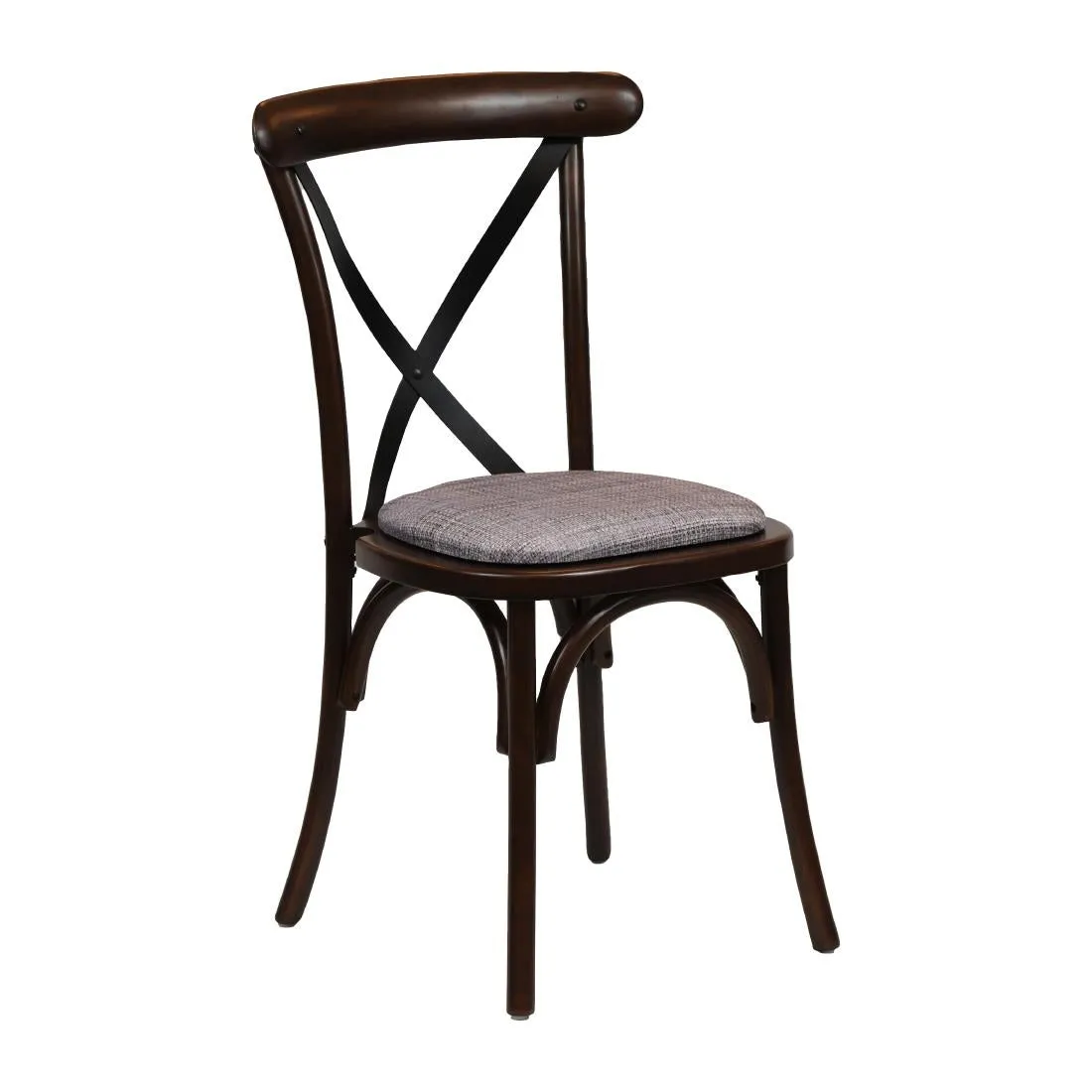 Bristol Dining Chair Dark Walnut with Padded Seat Helbeck Charcoal (2 Pack)