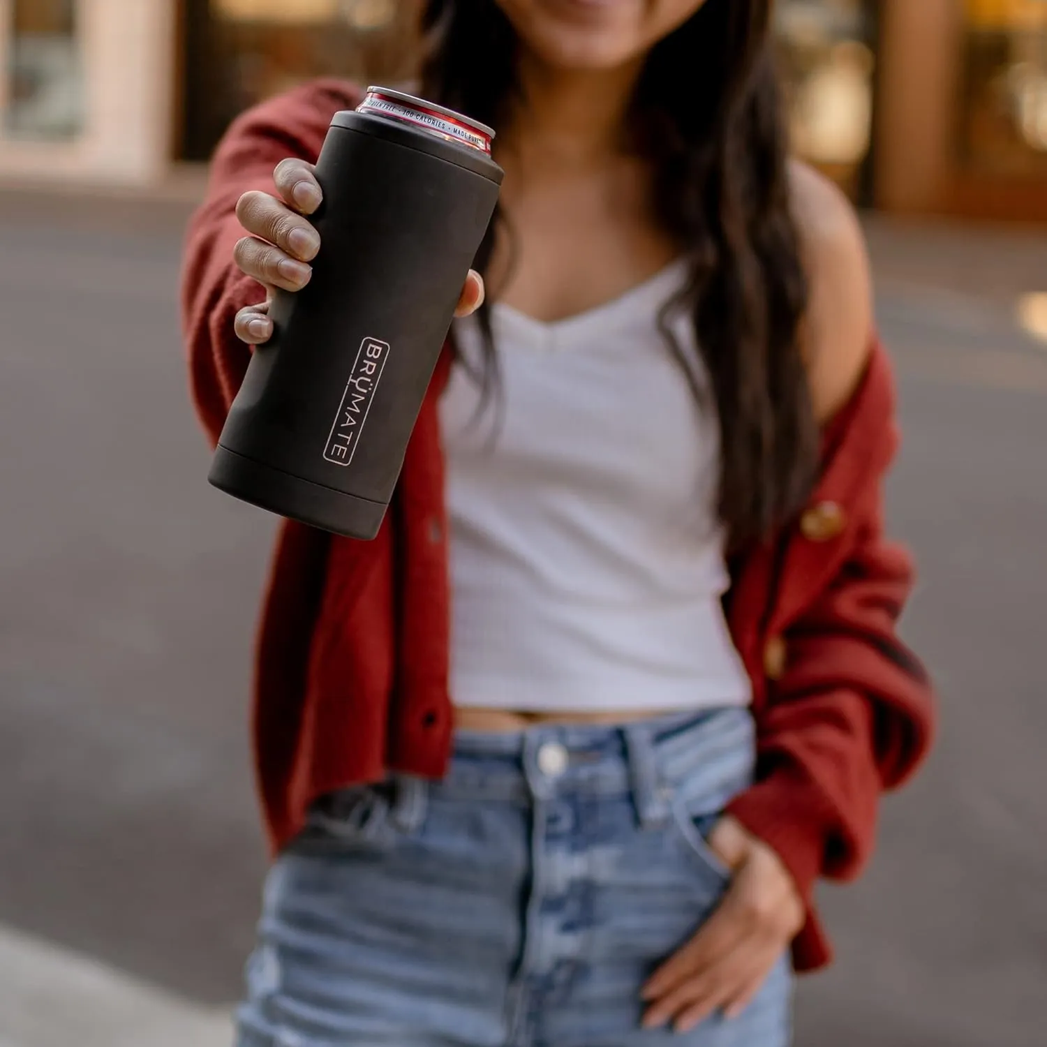 BrüMate Hopsulator Slim Can Cooler Insulated for 12oz Slim Cans | Skinny Can Insulated Stainless Steel Drink Holder for Hard Seltzer, Beer, Soda, and Energy Drinks
