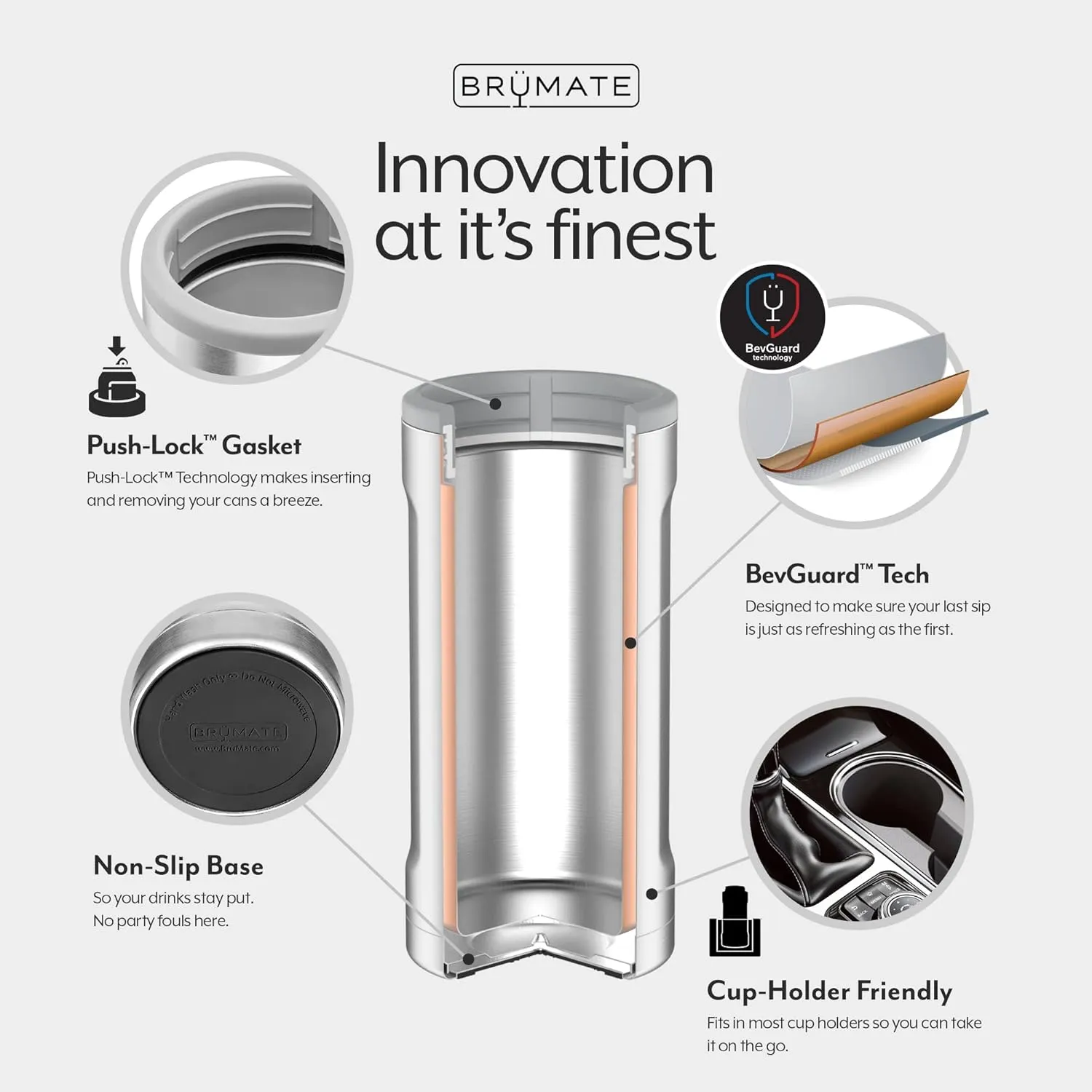 BrüMate Hopsulator Slim Can Cooler Insulated for 12oz Slim Cans | Skinny Can Insulated Stainless Steel Drink Holder for Hard Seltzer, Beer, Soda, and Energy Drinks