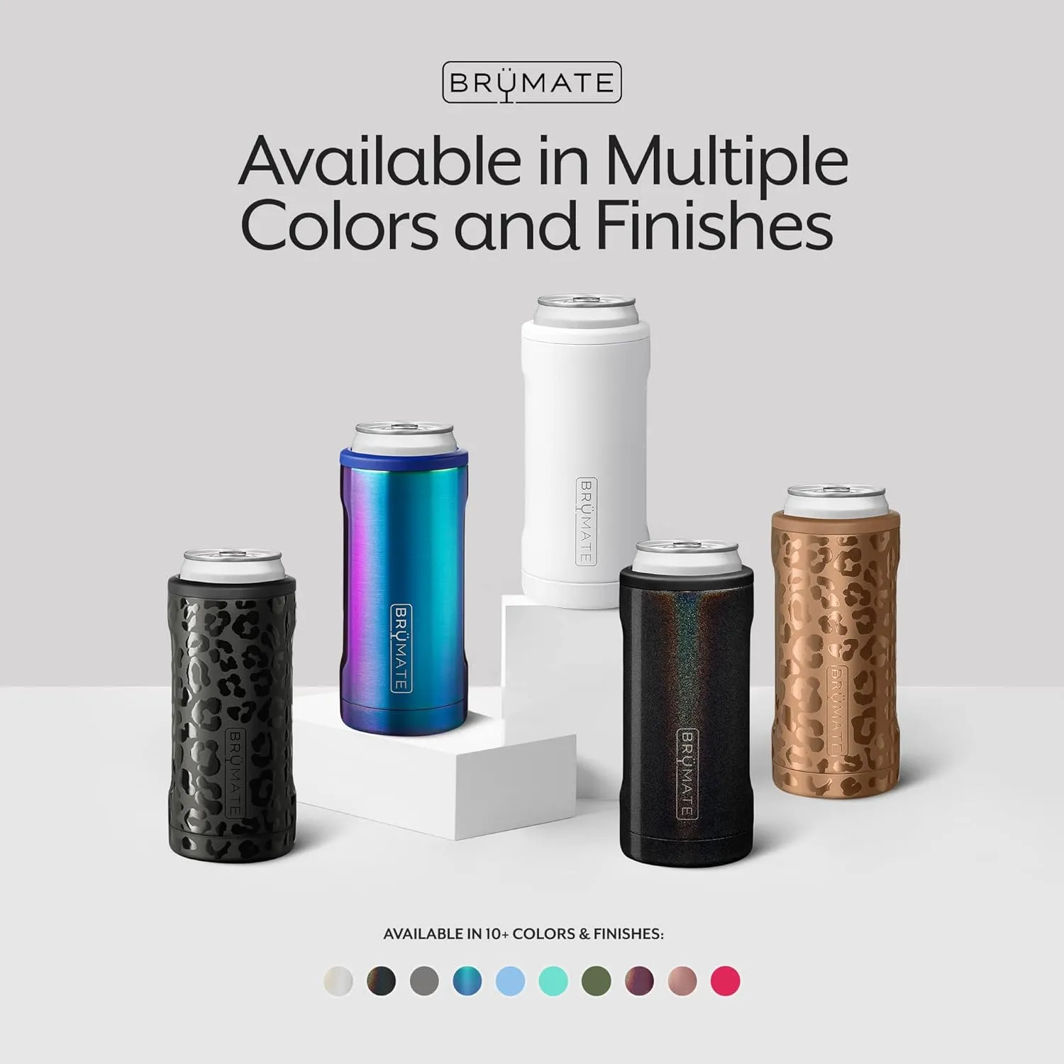 BrüMate Hopsulator Slim Can Cooler Insulated for 12oz Slim Cans | Skinny Can Insulated Stainless Steel Drink Holder for Hard Seltzer, Beer, Soda, and Energy Drinks