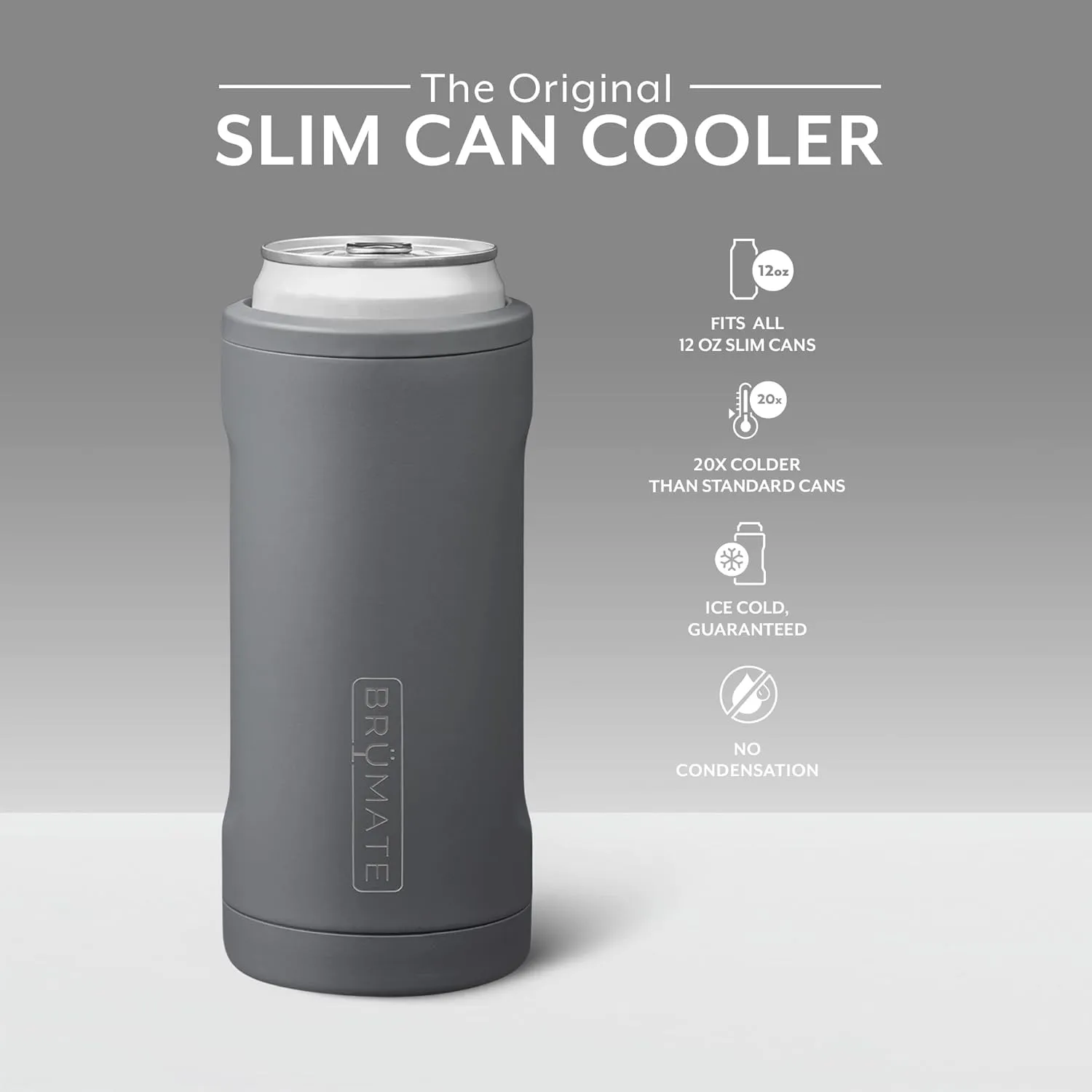 BrüMate Hopsulator Slim Can Cooler Insulated for 12oz Slim Cans | Skinny Can Insulated Stainless Steel Drink Holder for Hard Seltzer, Beer, Soda, and Energy Drinks