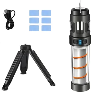 Buzz Defense Portable Mosquitos,IPX6 Waterproof Rechargeable Flashlight Camping Lantern Lights,Five Adjustable Lighting,Multifunctional Dual-Heating,for Indoor,Outdoor,Picnic (Black)