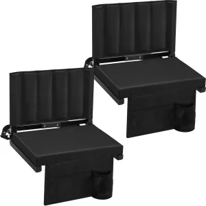 byg Portable Stadium Seat for Bleachers with Back Support, Folding Bleacher Chair with Cup Holder and Shoulder Strap Black (2)