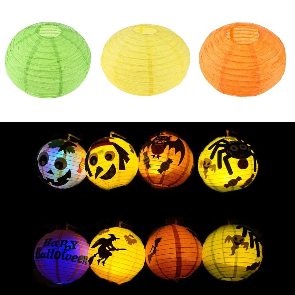 CALANDIS Halloween Paper Handhold Lantern Led Lamp Scary Party Props DIY Spider
