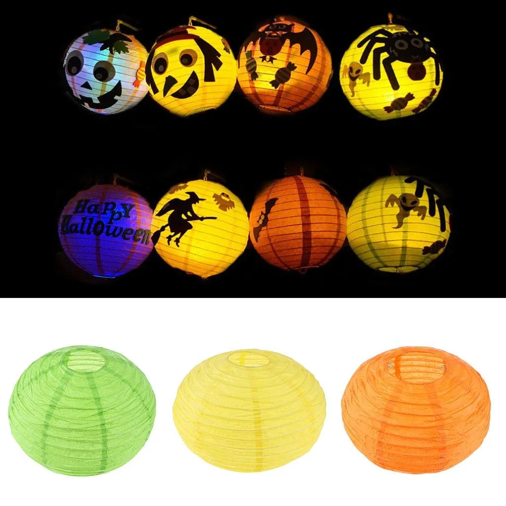 CALANDIS Halloween Paper Handhold Lantern Led Lamp Scary Party Props DIY Spider