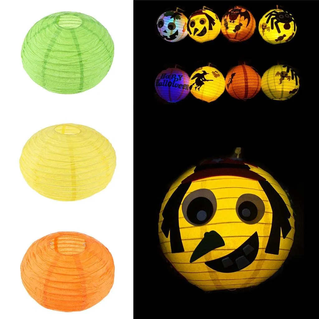 CALANDIS Halloween Paper Handhold Lantern Led Lamp Scary Party Props DIY Spider