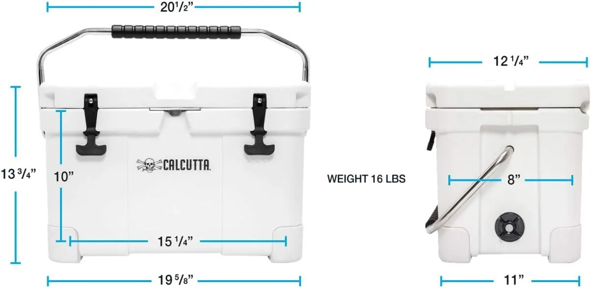 Calcutta Hard Cooler | Insulated Outdoor Ice Chest Keeps Ice for 5 Days | Portable Cooler for Fishing, Boating and Camping | Travel Drink Cooler with a Drain Plug and Built-in Light