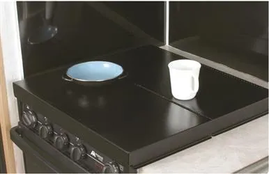 Camco 43554 Universal Fit Stove Top Cover; Black Powder Coated; Steel; Does Not Silence Stove Rattles
