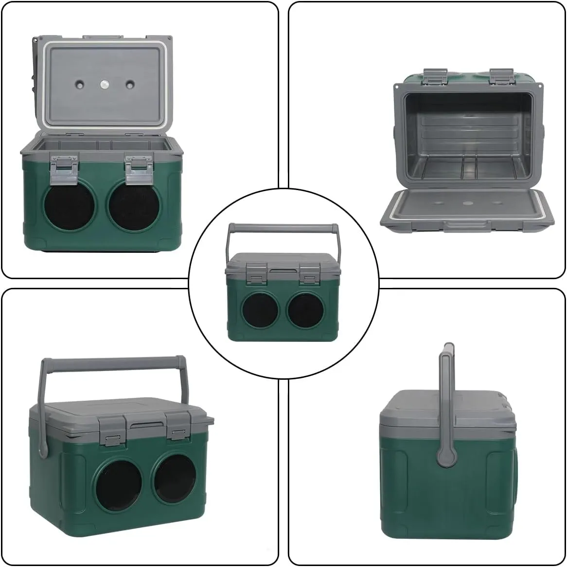 Camp Cooler with Bluetooth Speaker 22 Quart，48 Hours Ice Retention, Portable Handle, Outdoor Camping Cooler for BBQs, Beach, Hiking