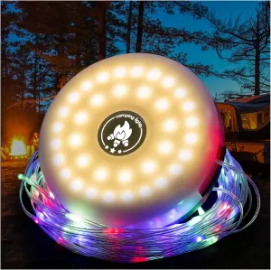 Camping String Lights,4 in 1 Outdoor Rechargeable String Lights with 8 Lighting Modes(32.8Ft),Quick Recovery, Durable & Waterproof,USB Charging,Portable Camping Lights for Hiking patio backyard party