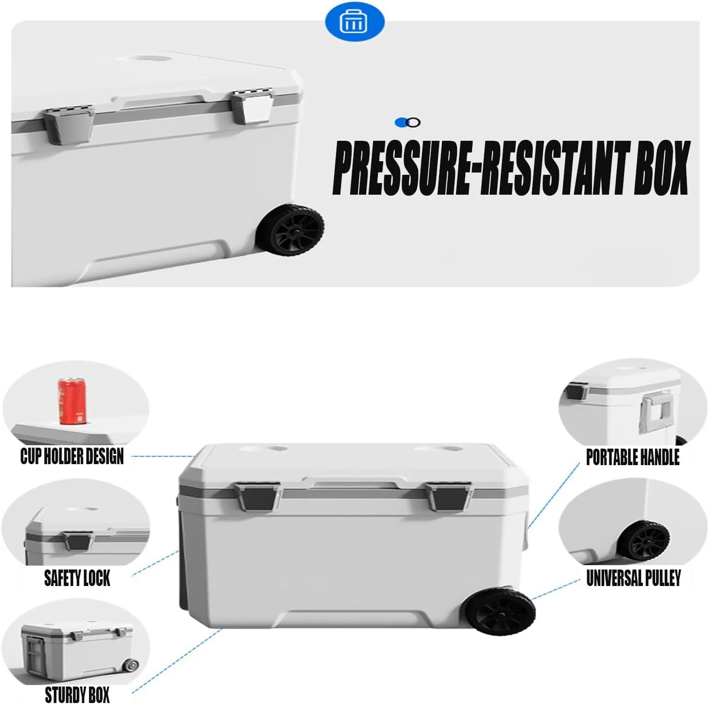 Car Camping Coolers for Chevy GMC Sierra Denali/GMC Canyon/Silverado1500/Corvette, Waterproof Portable Cooler, Leak Proof Picnic Insulated Bag, Ultra-Light Premium Ice Chest Box,C-Blue-70L