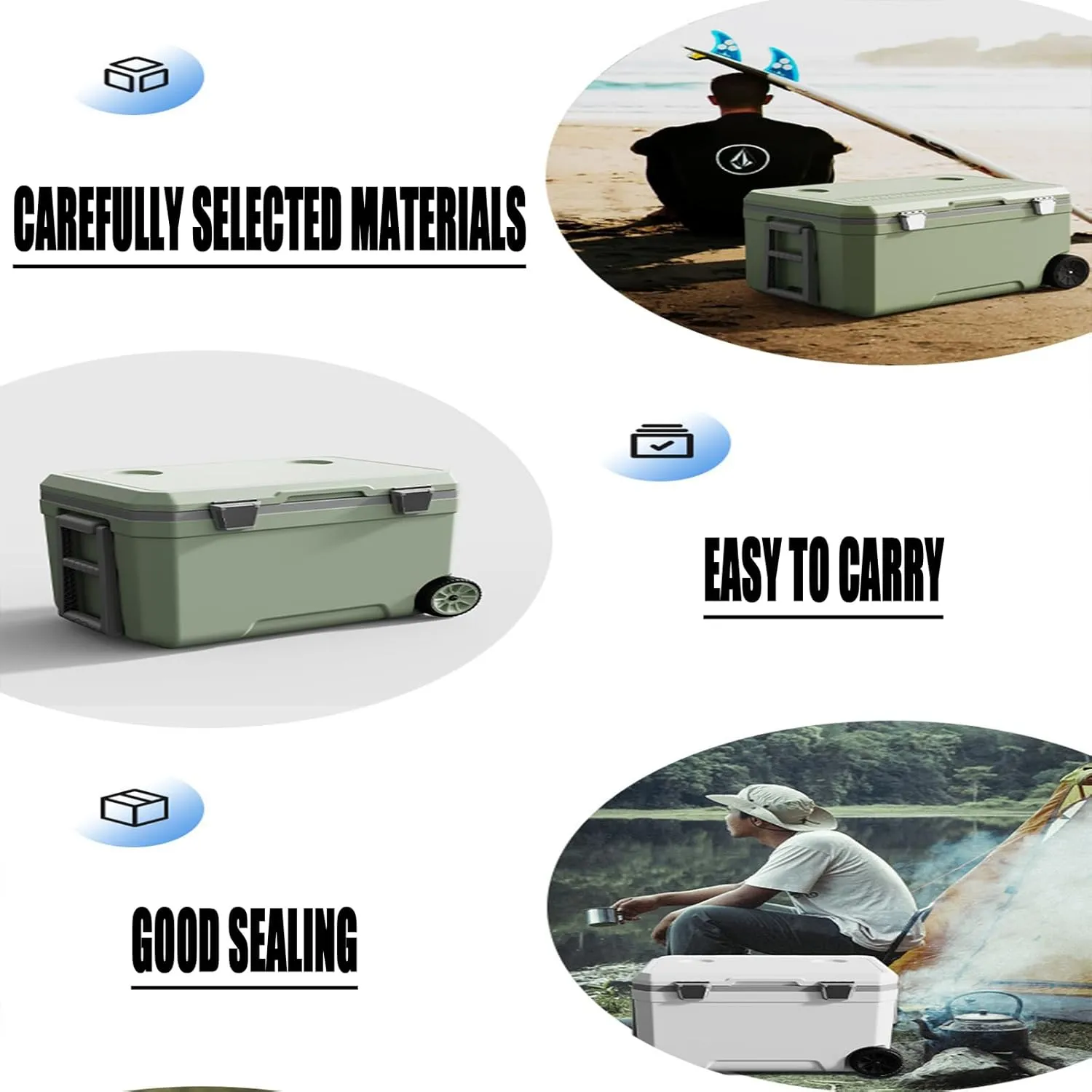 Car Camping Coolers for Chevy GMC Sierra Denali/GMC Canyon/Silverado1500/Corvette, Waterproof Portable Cooler, Leak Proof Picnic Insulated Bag, Ultra-Light Premium Ice Chest Box,C-Blue-70L