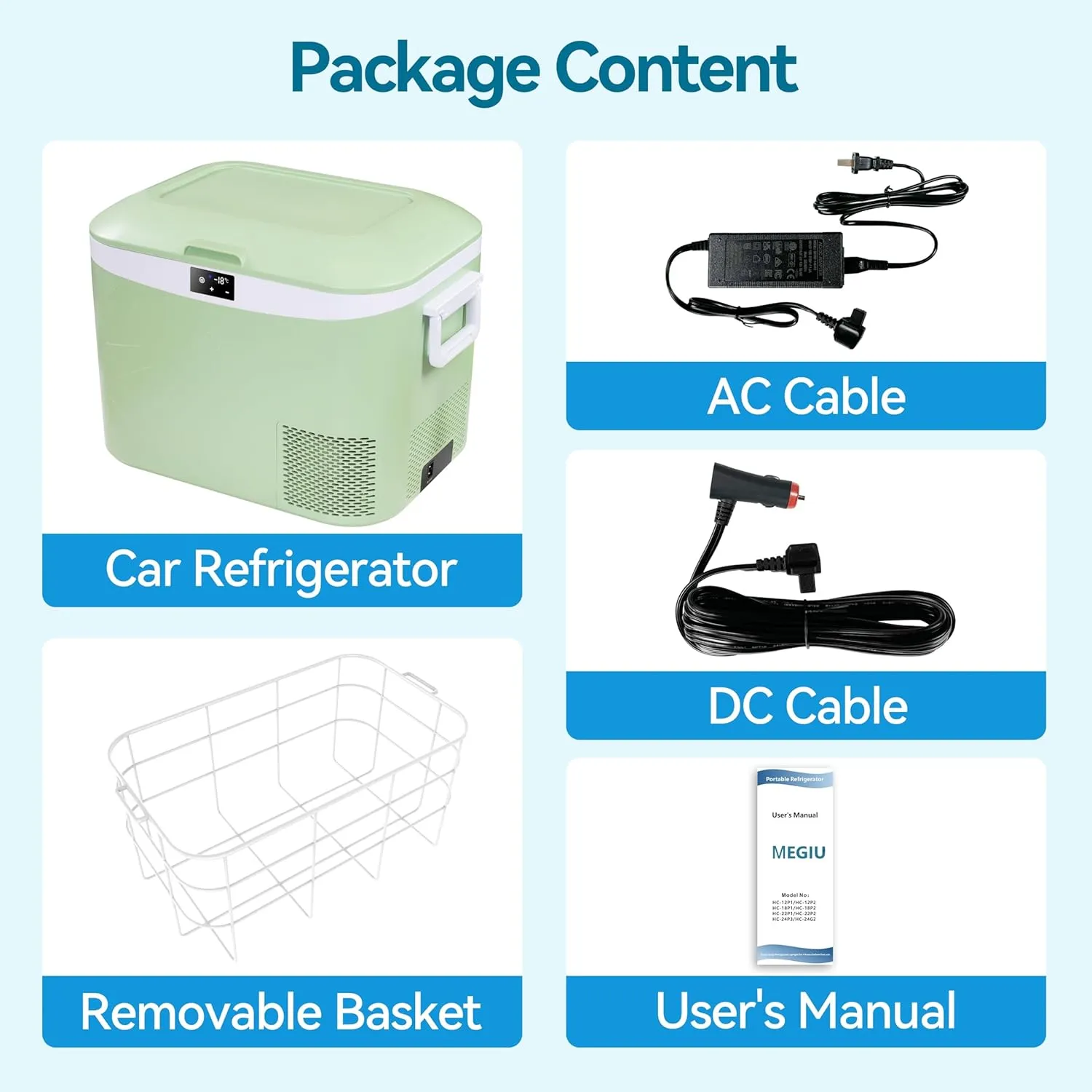 Car Fridge Portable 12V Refrigerator 19 Quart (18 Liter) 12 Volt Freezer Compressor Cooler 12V/24V DC 110～240 V AC for Truck Van RV Camper SUV and Home Use -18℃~ 15℃