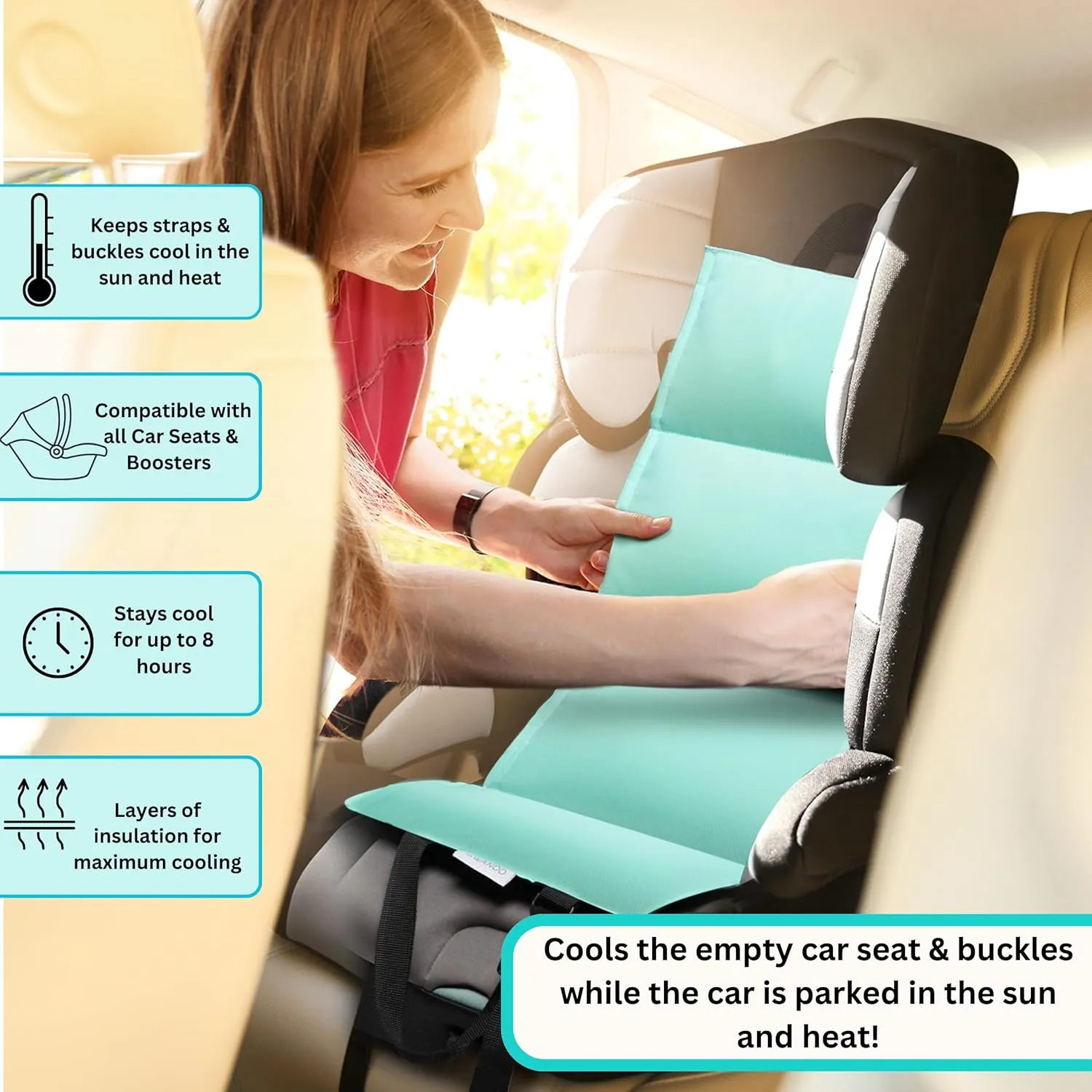 Car Seat Cooling Pad, Stroller Cooling Pad with Ice Pack for Babies Toddler and Kids, Sun and Heat Cover Protector for Summer Carseat Cooler Liner…