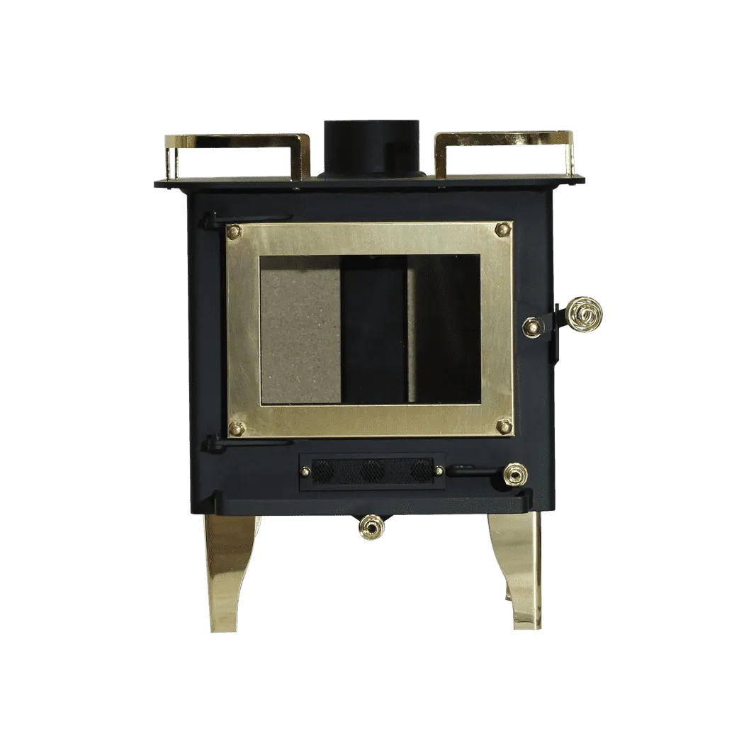CB-2000-BR GRIZZLY Cubic Mini Wood Stove Brass