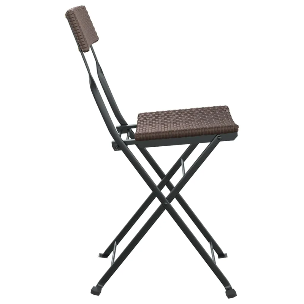 Chair Outdoor Bistro Accent Folding Side Chair Poly Rattan and Steel