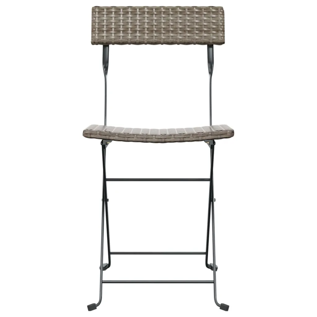 Chair Outdoor Bistro Accent Folding Side Chair Poly Rattan and Steel
