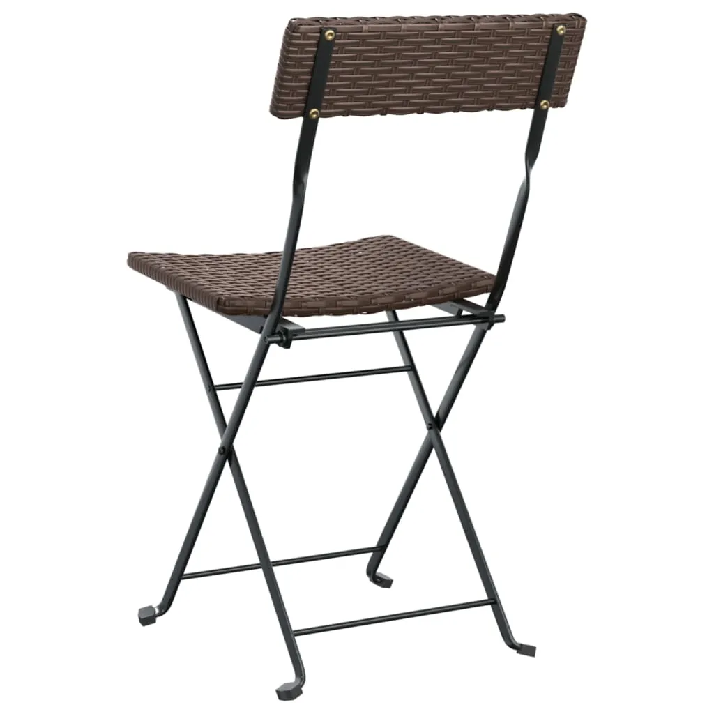 Chair Outdoor Bistro Accent Folding Side Chair Poly Rattan and Steel