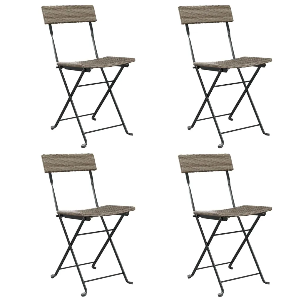 Chair Outdoor Bistro Accent Folding Side Chair Poly Rattan and Steel