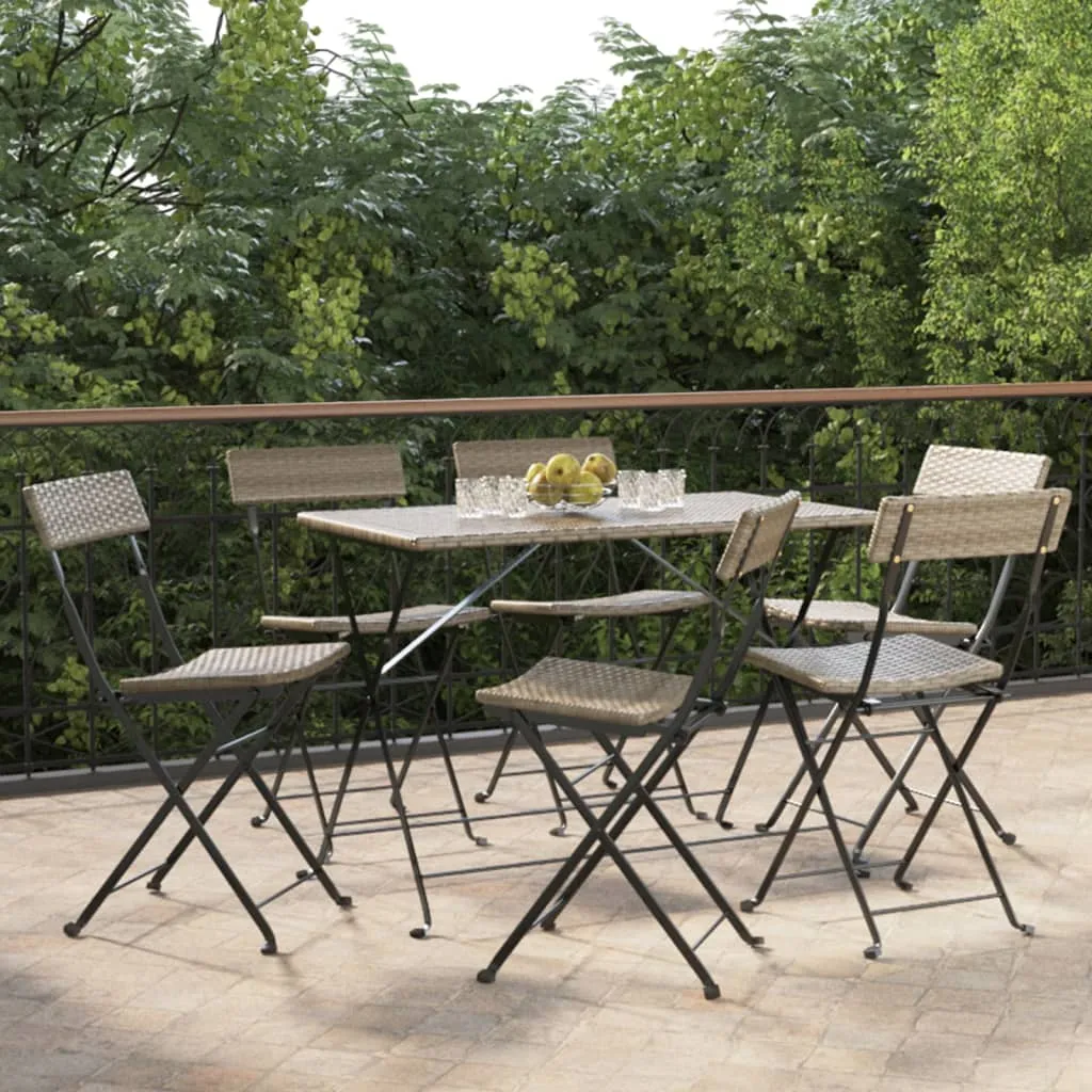 Chair Outdoor Bistro Accent Folding Side Chair Poly Rattan and Steel