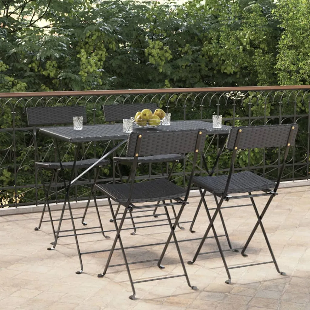 Chair Outdoor Bistro Accent Folding Side Chair Poly Rattan and Steel