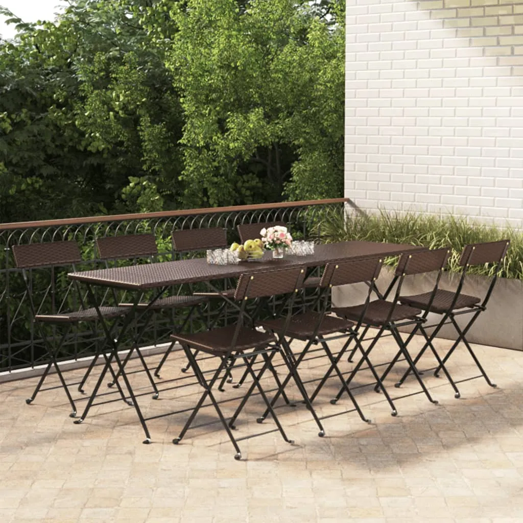 Chair Outdoor Bistro Accent Folding Side Chair Poly Rattan and Steel