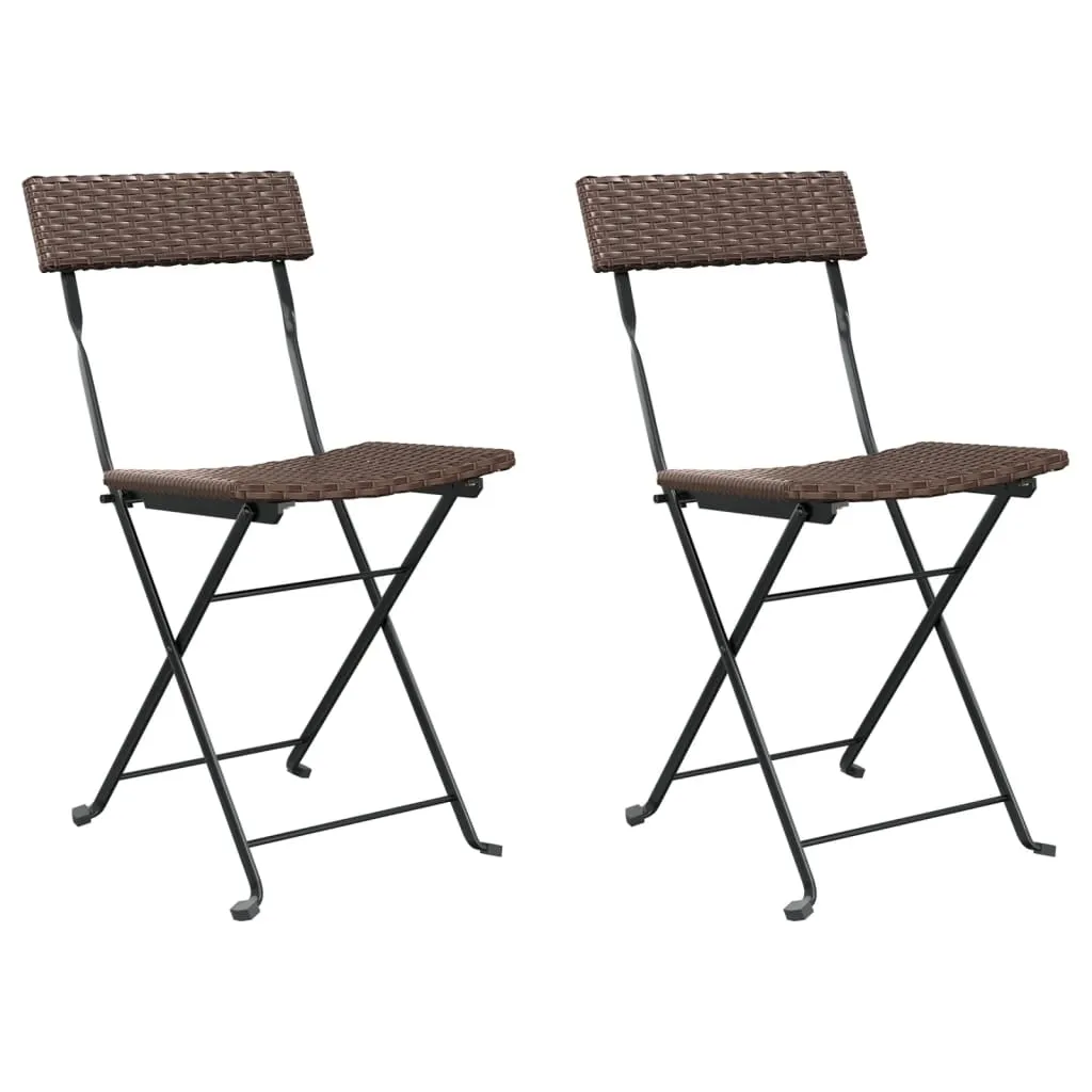 Chair Outdoor Bistro Accent Folding Side Chair Poly Rattan and Steel