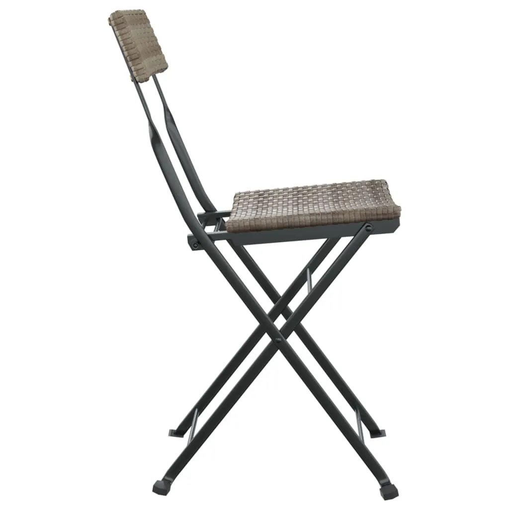 Chair Outdoor Bistro Accent Folding Side Chair Poly Rattan and Steel