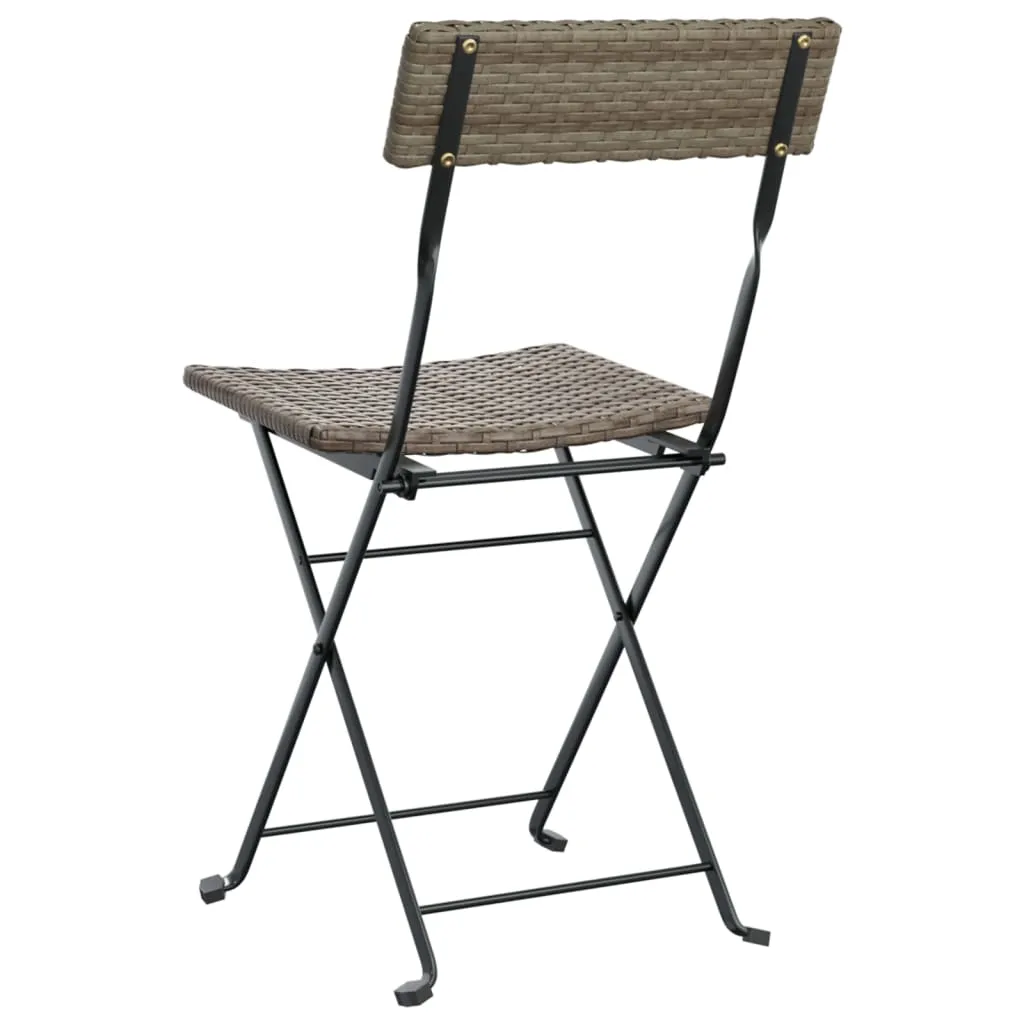 Chair Outdoor Bistro Accent Folding Side Chair Poly Rattan and Steel
