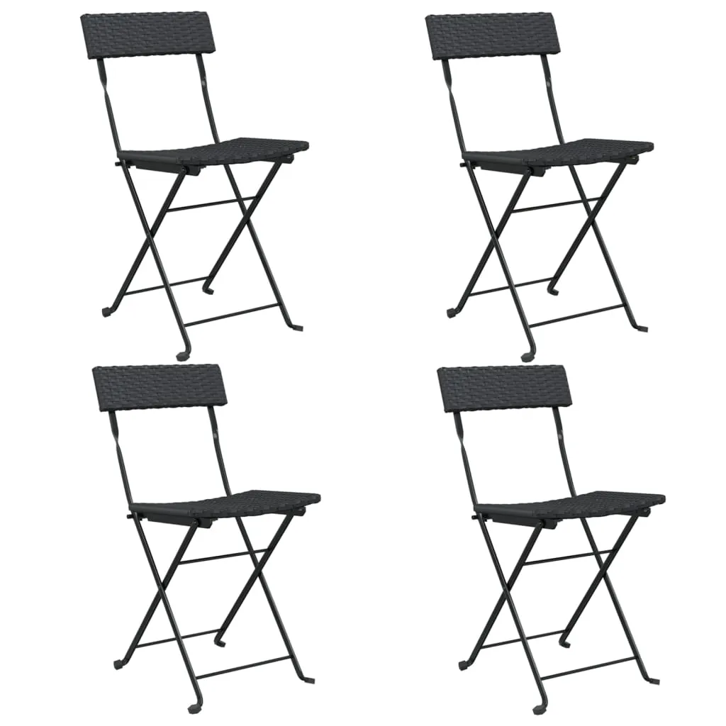 Chair Outdoor Bistro Accent Folding Side Chair Poly Rattan and Steel