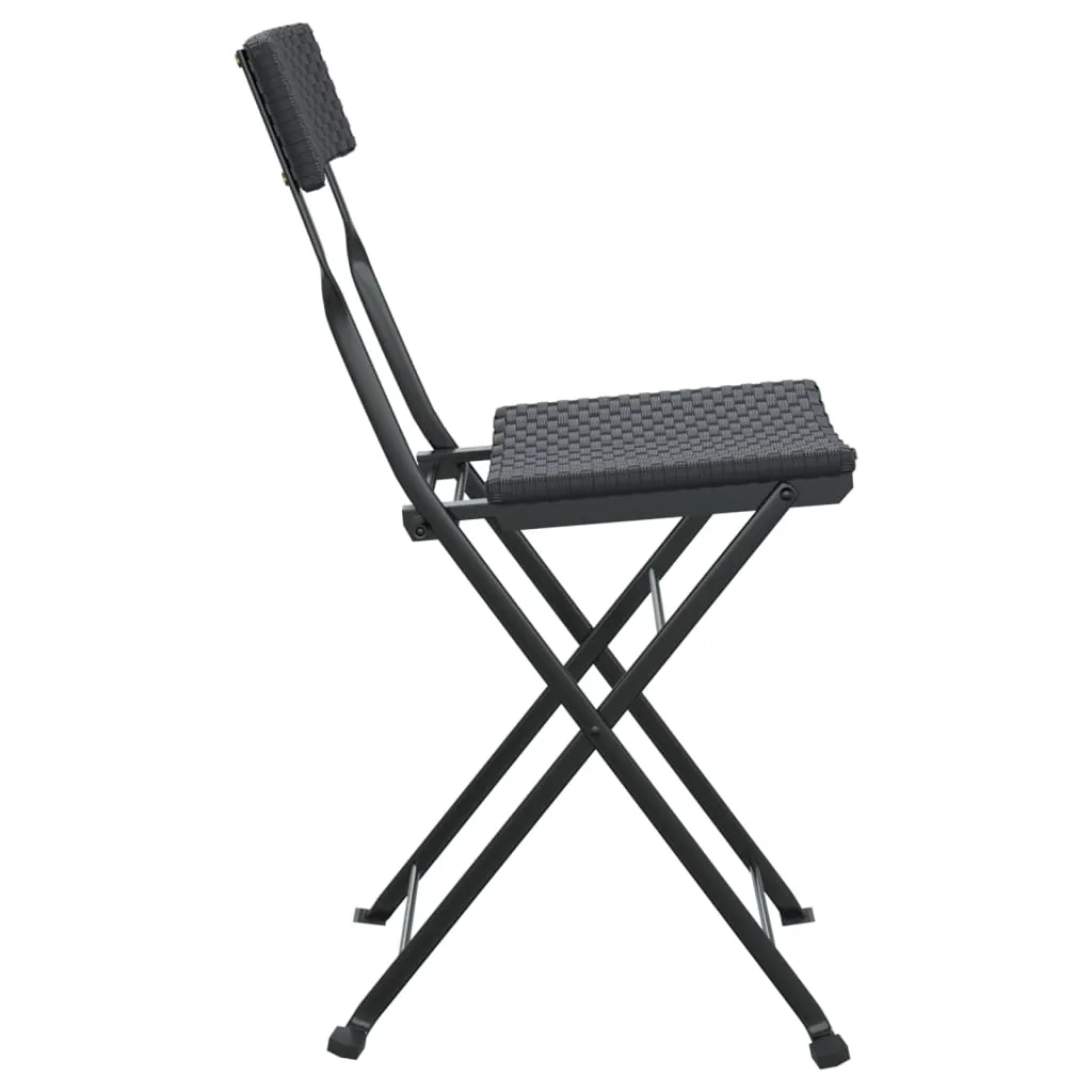 Chair Outdoor Bistro Accent Folding Side Chair Poly Rattan and Steel